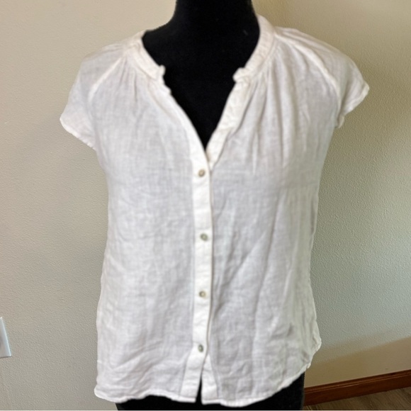 Rails Alena White Linen Blend Top Cottagecore Peasant Prairie Sz S - Picture 2 of 8